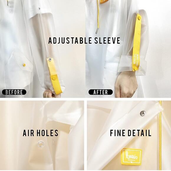 Amazon TPU Clear Transparent Hooded Raincoat Jacket Poncho - large - Picture 7 of 9
